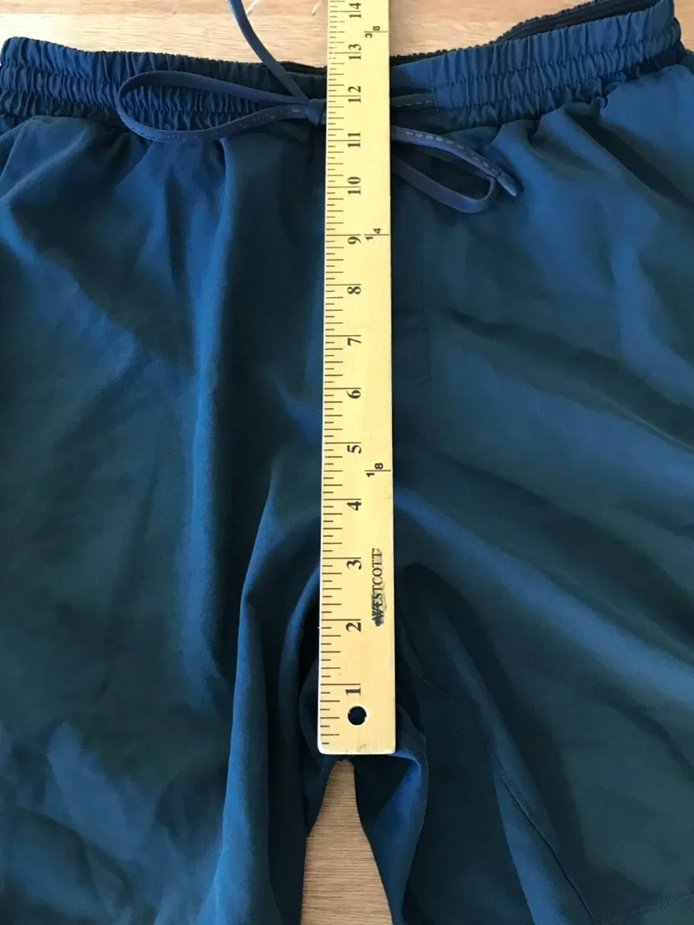 Lululemon Channel Cross Swim Shorts Men M Blue Tie Waist Zip Pocket Beach 19725